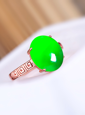 纯银戒托琥珀翡翠玉石