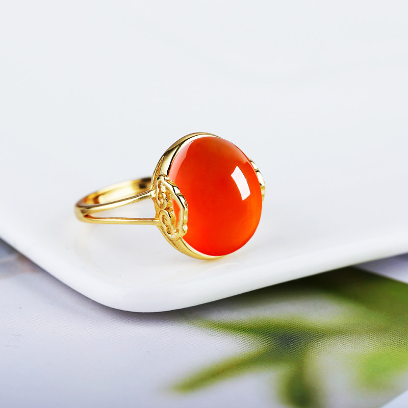 S925纯银戒指空托简单款镶嵌翡翠红宝石蜜蜡活口戒托 10*13 12*15