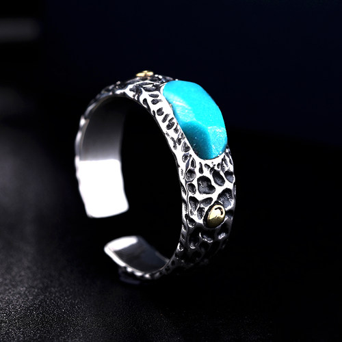 未镶嵌戒托纯银民族风绿松石异形