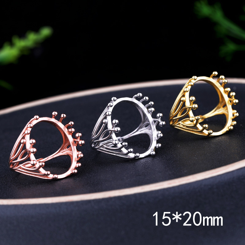 戒指空托女S925纯银DIY镶嵌戒托