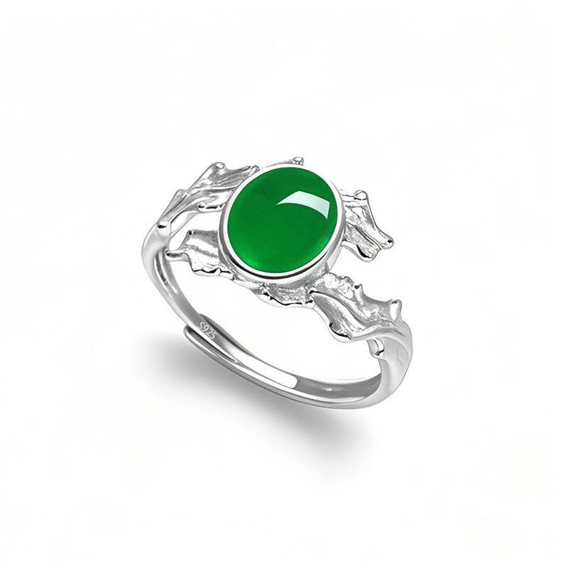 S925银戒指空托绿松石翡翠蜜蜡男女戒拖diy镶嵌银饰空托7*9 8*10
