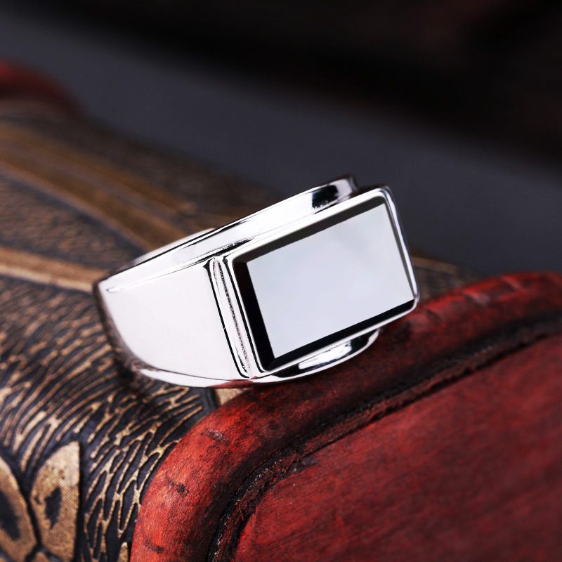 S925纯银戒指空托镶嵌方形戒面