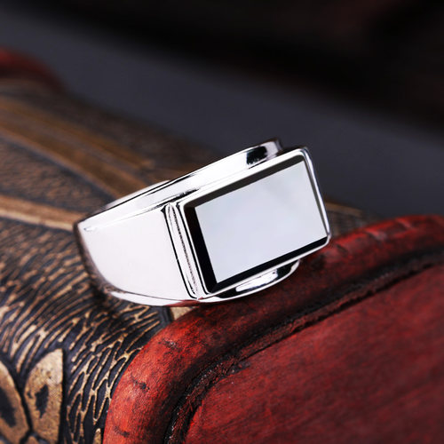 S925纯银戒指空托镶嵌方形戒面