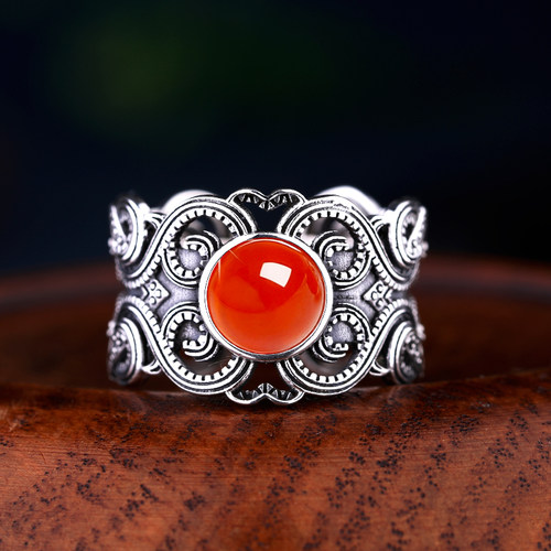 南红复古风翡翠8*8镶嵌绿松石