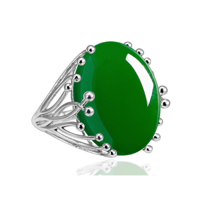 女款镶嵌绿松石开口戒托S925纯银