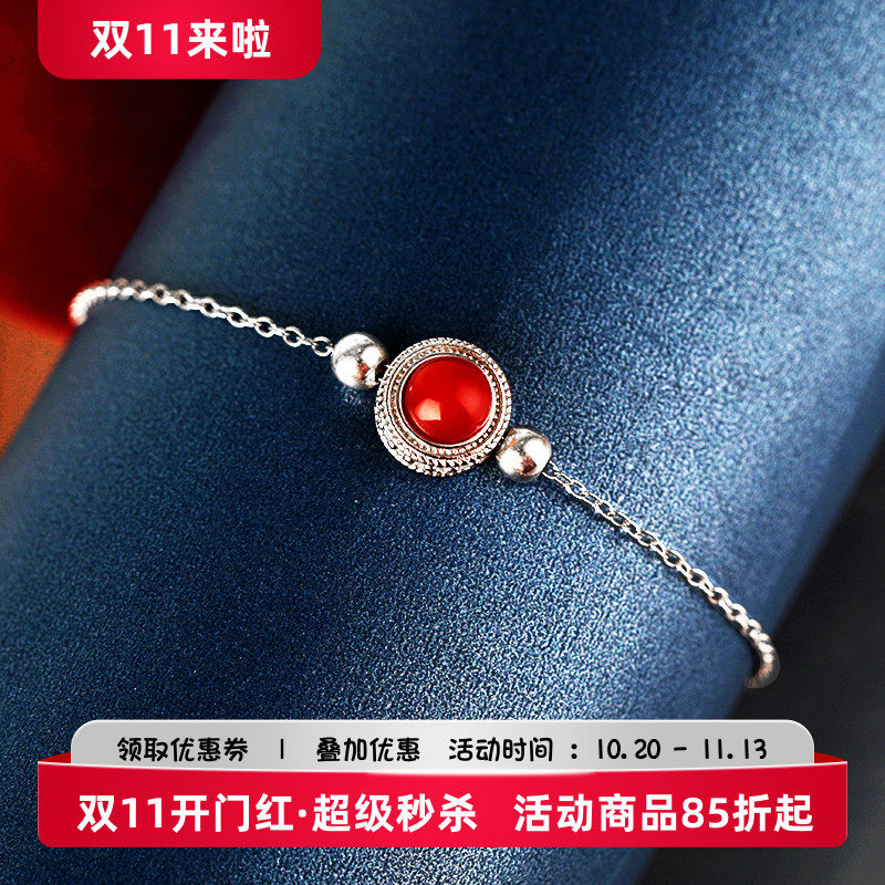 S925纯银手链空托女韩版镶嵌玉石