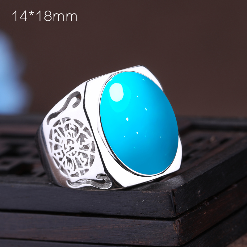 镶嵌绿松石纯银戒指空托diy男女