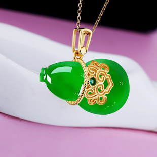 DIY配件扣S925纯银扣翡翠玉石葫芦卡蜜蜡白玉扣头项坠扣吊坠扣子