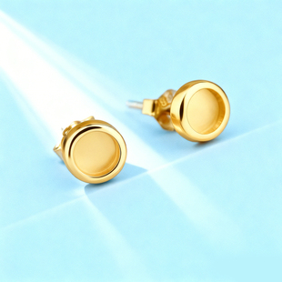 S925纯银耳钉空托封底配件珍珠蜜蜡松石镶嵌diy手工银饰百搭4*4