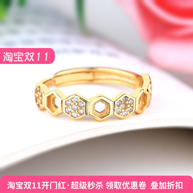 S925纯银戒指空托女式镶嵌和田玉石羊脂玉翡翠蜜蜡活口diy戒托3mm