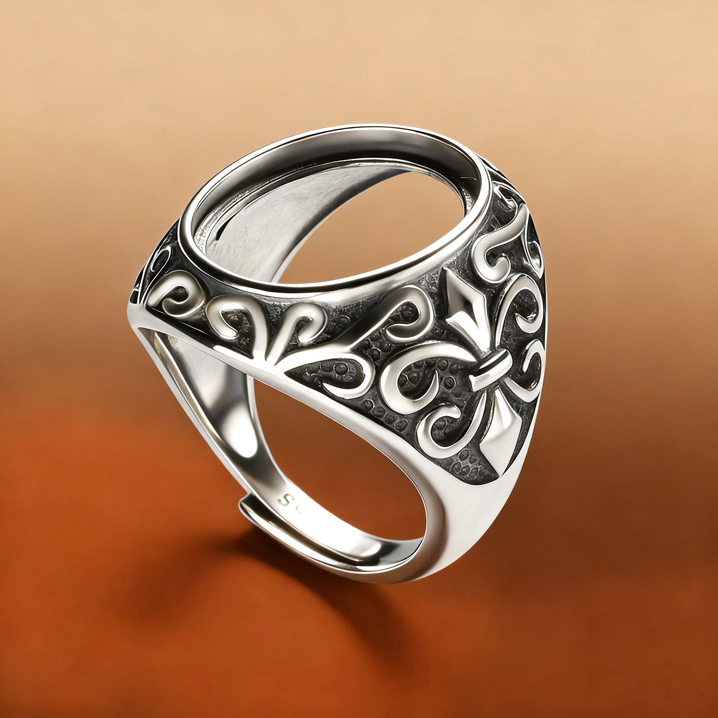 标准S925纯银戒指空托绿松石戒托