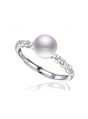 通体S925纯银镶嵌圆珠子珍珠戒托