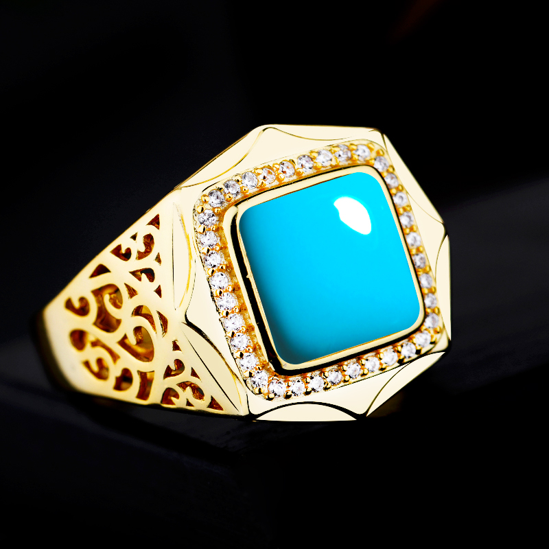 通体S925纯银镶嵌男士戒指空托