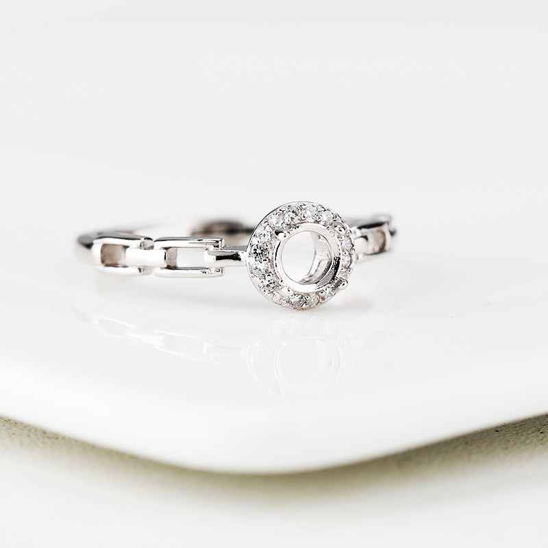 纯银戒指空托日韩镶嵌翡翠戒托女