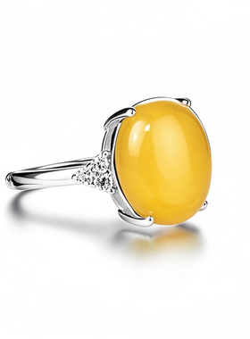 S925纯银戒指空托琥珀镶嵌绿松石