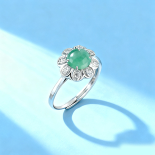 S925纯银戒指空托轻奢潮流银饰品镶嵌红宝石活口圆形戒指托女7*7