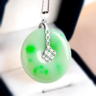 S925纯银吊坠扣吊坠空托翡翠和田玉石平安石扣头项链项坠diy扣子