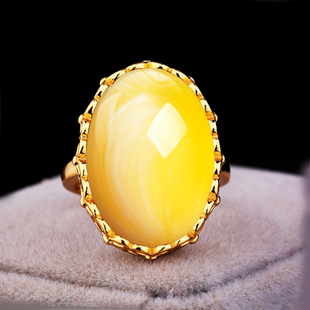 S925纯银戒指空托女款花边戒指托镶嵌蜜蜡琥珀戒托 12.5*17 15*21