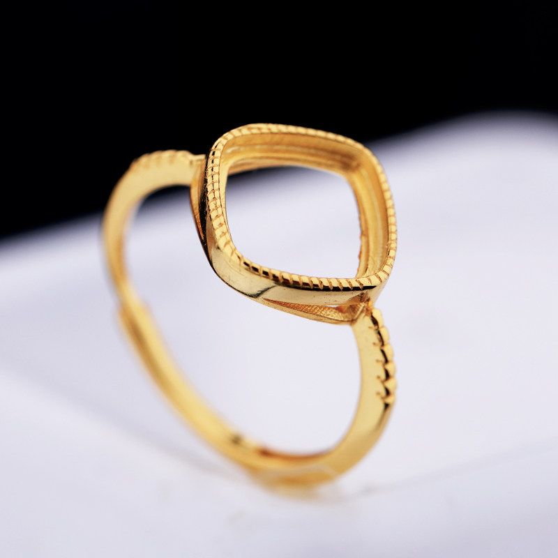 戒指空托银托蜜蜡镶嵌戒托绿松石