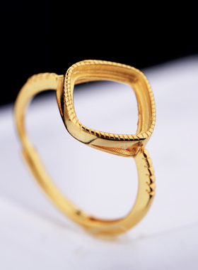 戒指空托银托蜜蜡镶嵌戒托绿松石