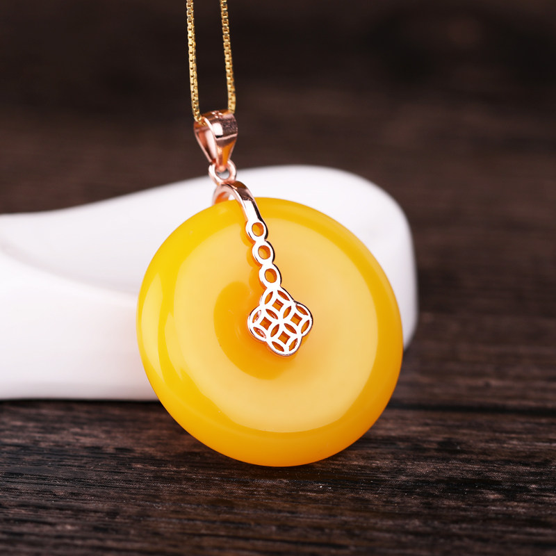 s925纯银平安扣夹配件吊坠扣子镀金扣蜜蜡扣翡翠玉石水晶银夹扣头