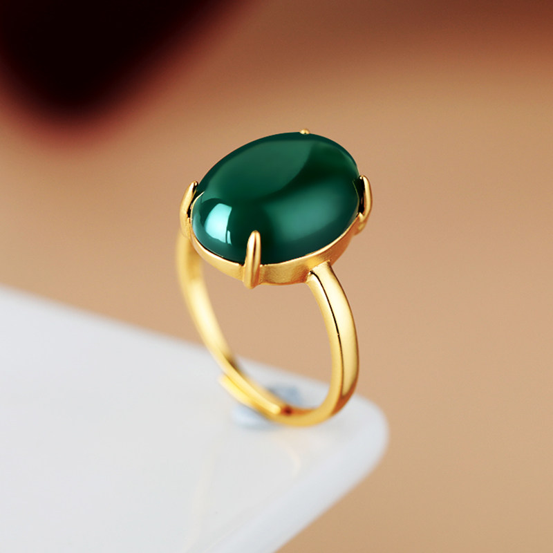 铂银满楼925银戒指托镶嵌绿松石