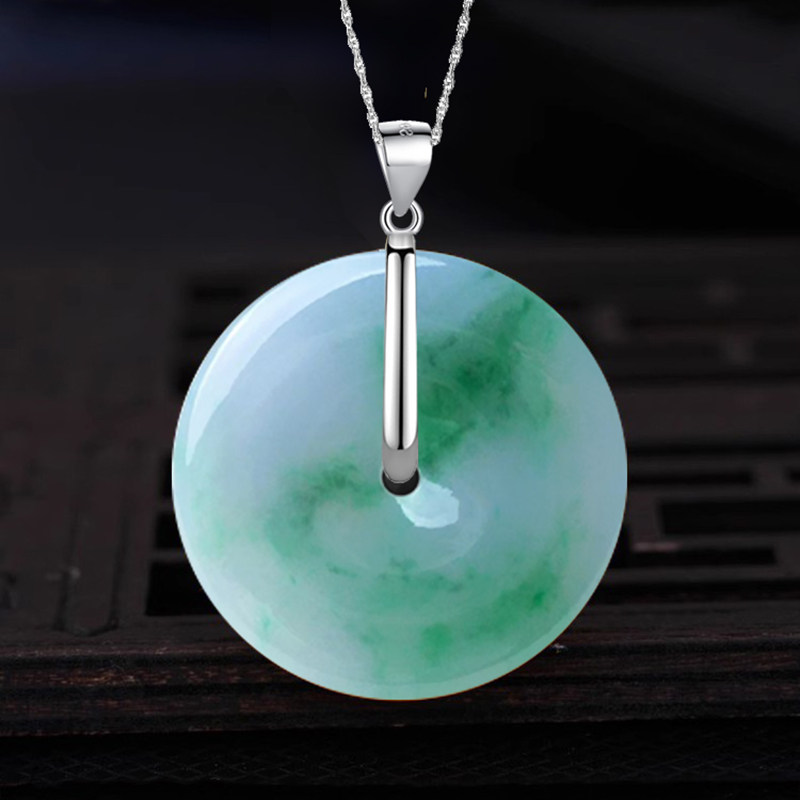 通体S925纯银配件DIY扣翡翠玉石项坠扣头平安石吊坠扣头半径15mm