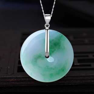 通体S925纯银配件DIY扣翡翠玉石项坠扣头平安石吊坠扣头半径15mm