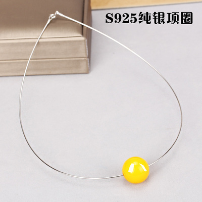 铂银满楼925银项圈银丝圈吊坠女