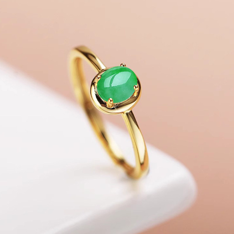 S925纯银戒指空托女款简单爪子尖底镶嵌翡翠玉石戒面开口戒托4*5