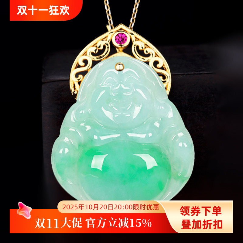 S925纯银吊坠空托银饰镶嵌翡翠玉石玉坠佛公项链项坠佛头扣子针式