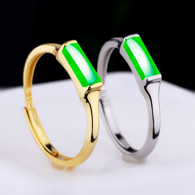 戒指空托方形绿松石翡翠和田玉