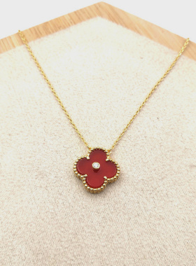 黑玛瑙红玉髓孔雀石925银锁骨链