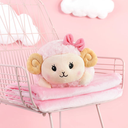 小绵羊抱枕被子两用靠垫汽车午睡休枕头被子大号办公室靠枕毯子