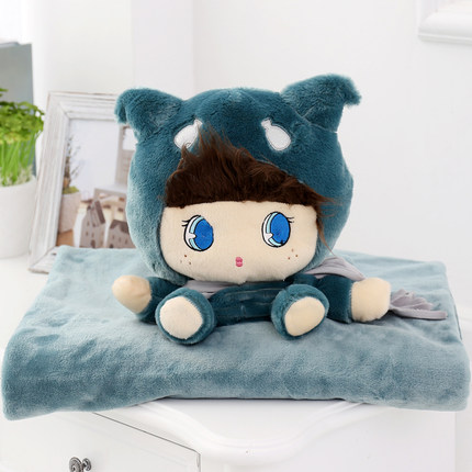 卡通午睡枕头被子汽车抱枕被子两用靠垫被大号空调被靠枕毯子p