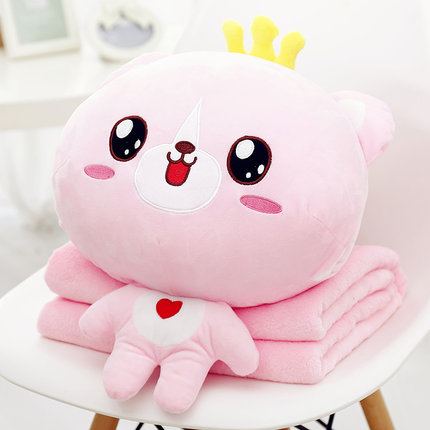 意屋语午睡枕头被子汽车抱枕被子两用靠垫被珊瑚绒空调被靠枕毯