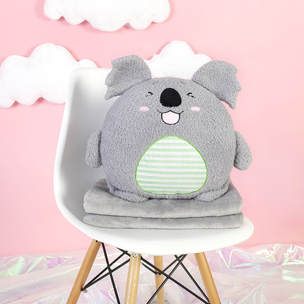 卡通午睡枕头汽车抱枕被子两用珊瑚绒腰靠枕靠垫空调被毯子多功能