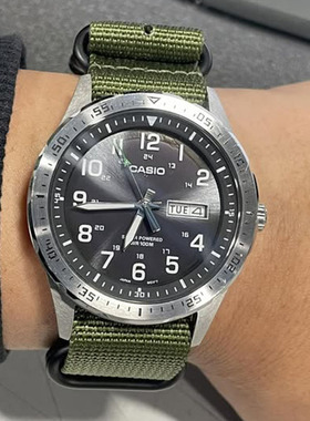 买手代购Casio卡西欧手表男帆布带太阳能石英腕表MTP-S120L-3AVCF