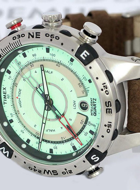 正品天美时Timex户外大表盘多功能手表潮汐指南针男士腕表T2N721