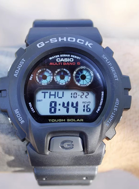 代购正品Casio卡西欧手表男黑色运动三眼太阳能六局电波表GW-6900