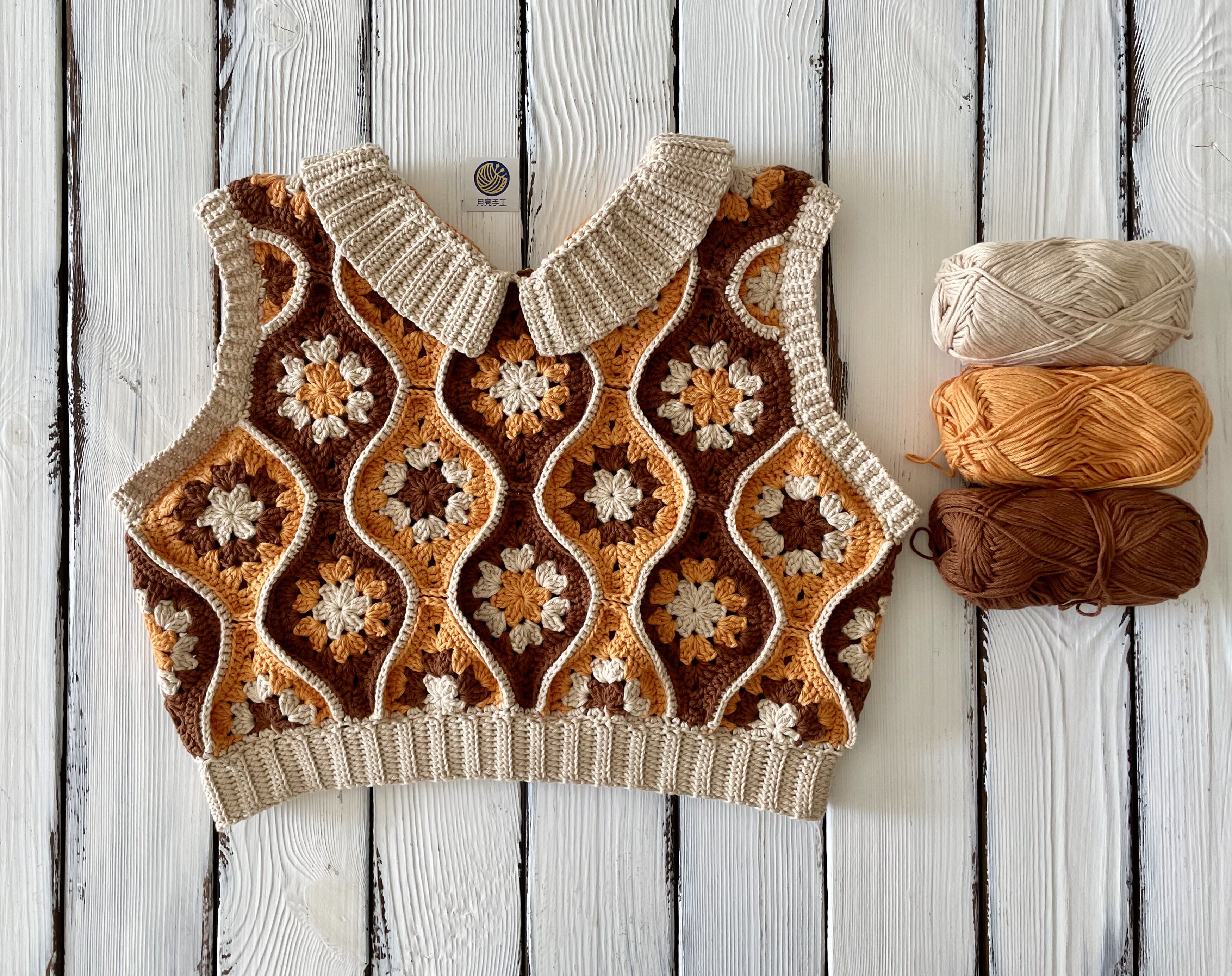 YL月亮手工自制 复古祖母方格拼花编织钩花马甲背心钩针材料包,服饰配件/皮带/帽子/围巾,DIY编织材料包,淘宝优惠券,粉丝福利购,淘宝优惠卷