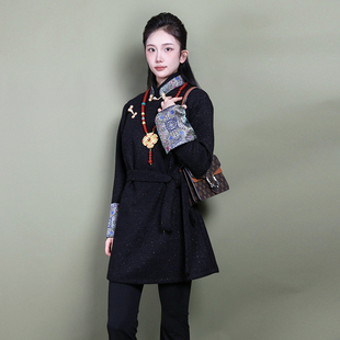 藏服女中长款藏式外套秋季藏装女西藏服民族风女高档藏族服锅庄裙