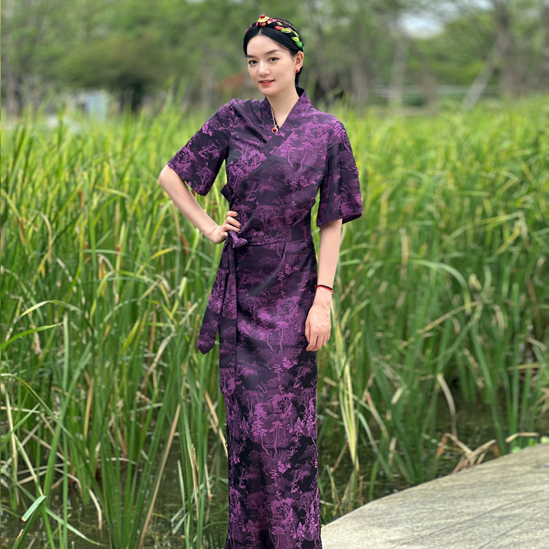 纤沫藏装女藏式外套喇叭短袖西藏服锅庄裙藏袍博拉藏族服装民族风