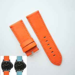 适用于沛纳大海小牛皮表带马卡龙蓝tiffany蓝浅蓝16 24M