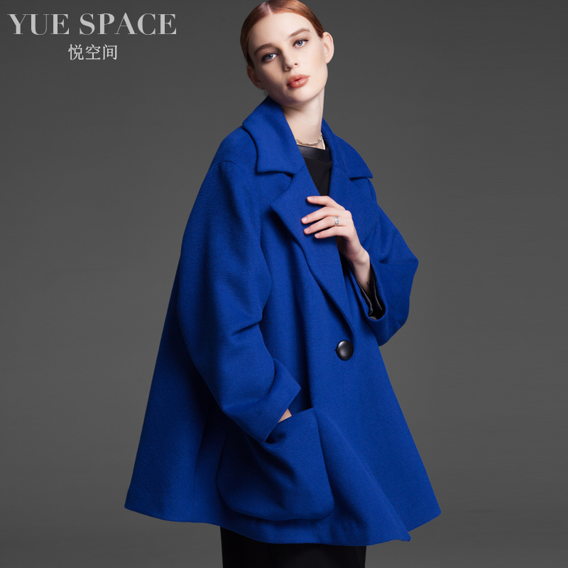悦空间西装领a字胖mm女士大衣
