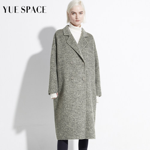 羊毛双面过膝宽松西装领大衣