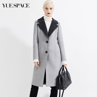 OL女士中长款 领直筒时尚 欧美高端 羊毛呢子大衣外套西装 悦空间长款