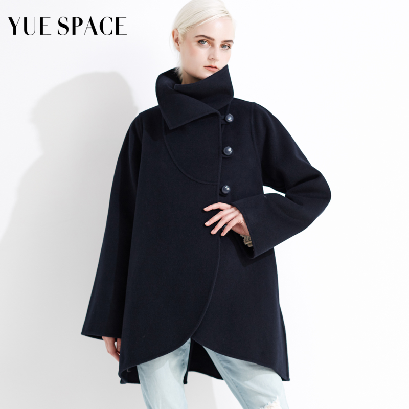 YueSpace双面羊绒不对称毛呢外套