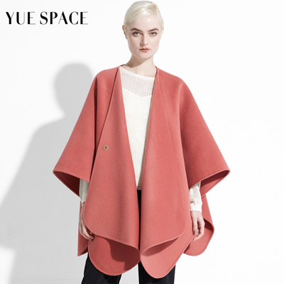 双面羊绒中长款斗篷时尚洋气披肩