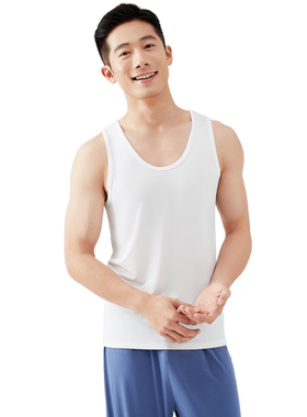 兄华莫代尔蚕丝男士运动打底背心